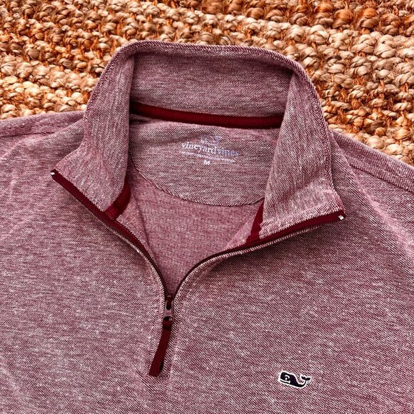 Vineyard Vines Long Sleeve Quarter Zip - Red - Medium - Picture 1 of 7